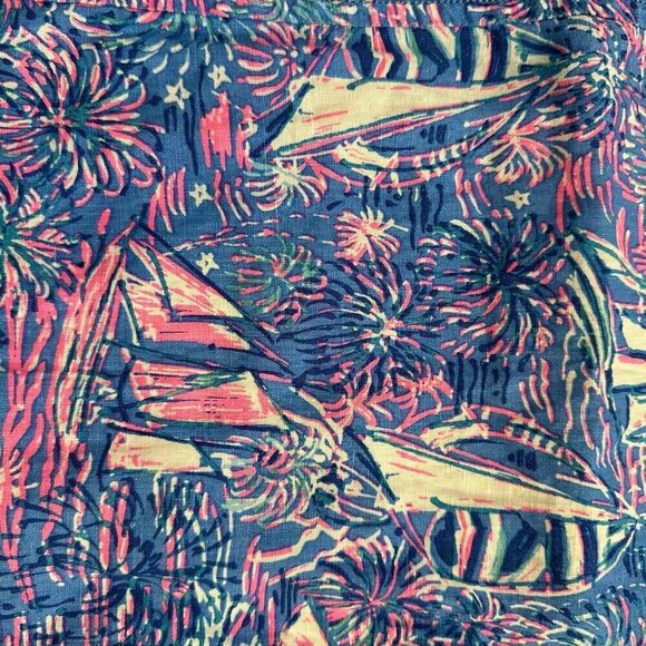 Lilly Pulitzer Deri Linen Palazzo Pants, Boca Blue It's a Sailabration Size S - Picture 8 of 9